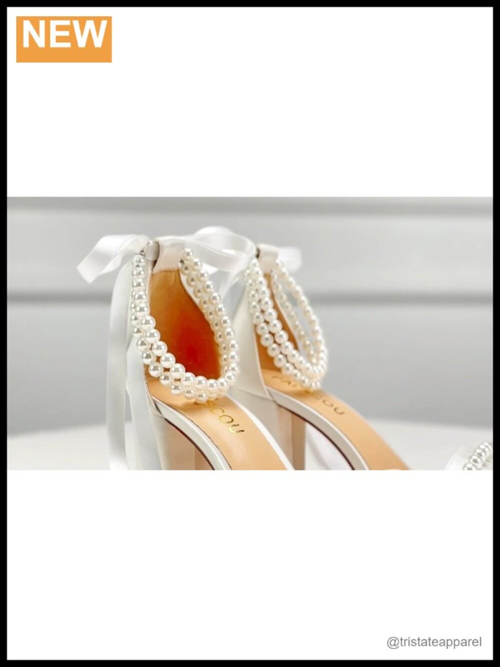 Pearl Block Heel Wedding Sandals Satin Open Toe Bridal Shoes - Picture 6 of 6